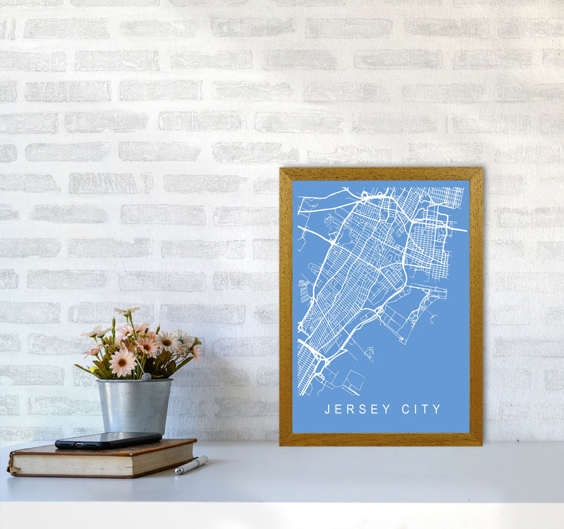 Jersey City Map Blueprint Art Print by Pixy Paper A3 Print Only