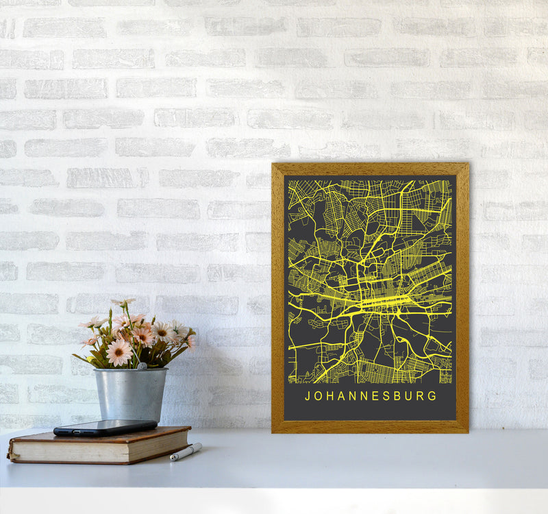 Johannesburg Map Neon Art Print by Pixy Paper A3 Print Only