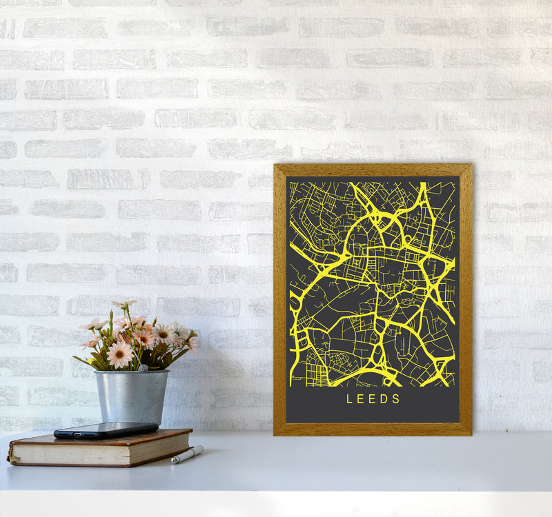 Leeds Map Neon Art Print by Pixy Paper A3 Print Only