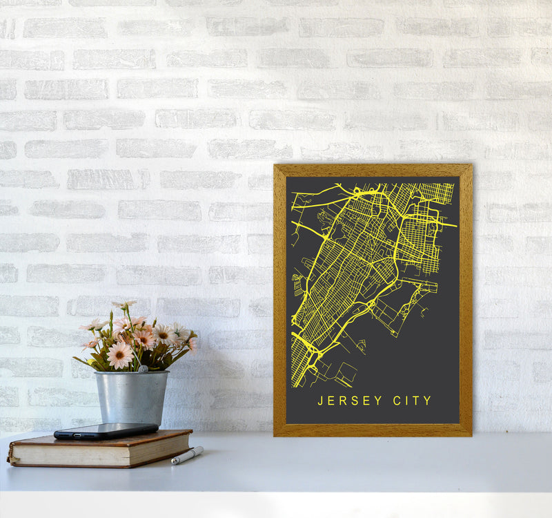 Jersey Map Neon Art Print by Pixy Paper A3 Print Only