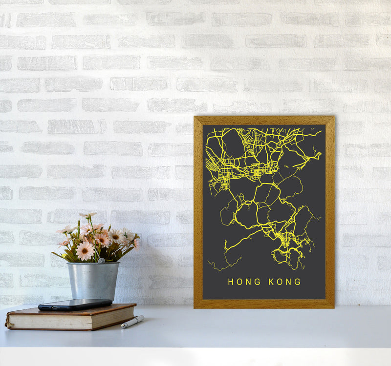 Hong Kong Map Neon Art Print by Pixy Paper A3 Print Only