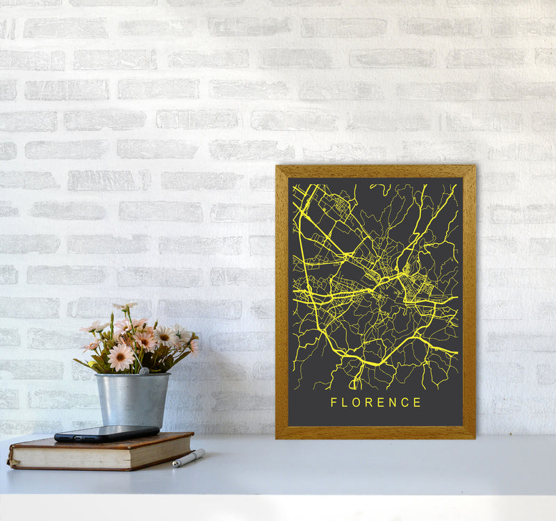 Florence Map Neon Art Print by Pixy Paper A3 Print Only