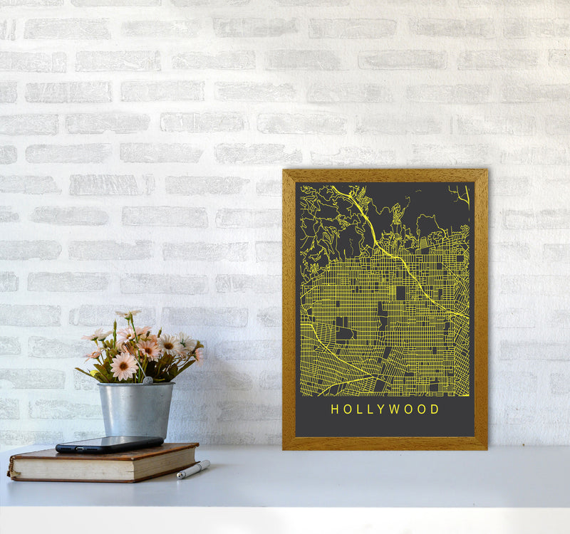 Hollywood Map Neon Art Print by Pixy Paper A3 Print Only