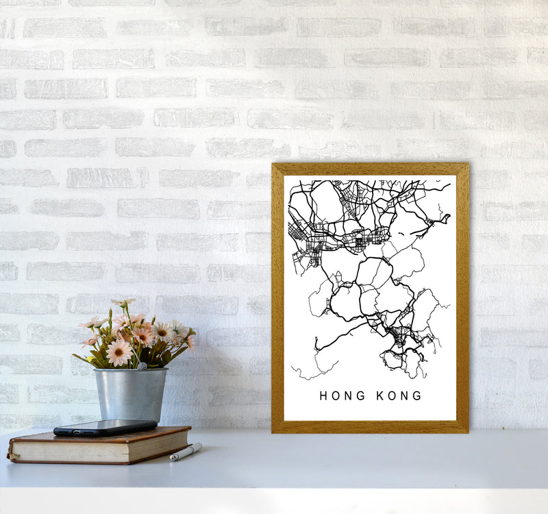 Hong Kong Map Art Print by Pixy Paper A3 Print Only