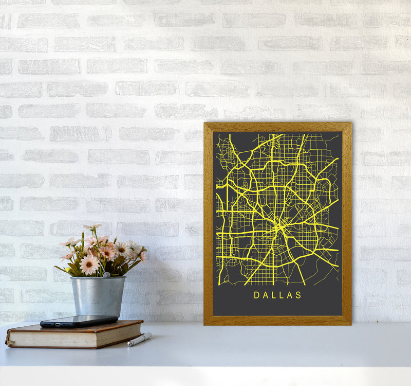 Dallas Map Neon Art Print by Pixy Paper A3 Print Only