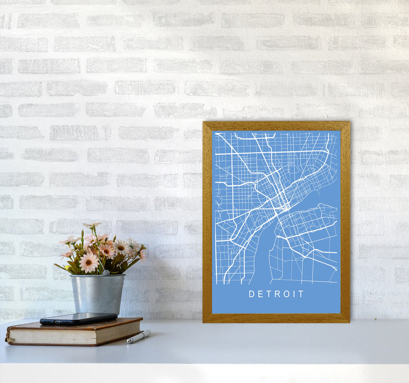 Detroit Map Blueprint Art Print by Pixy Paper A3 Print Only