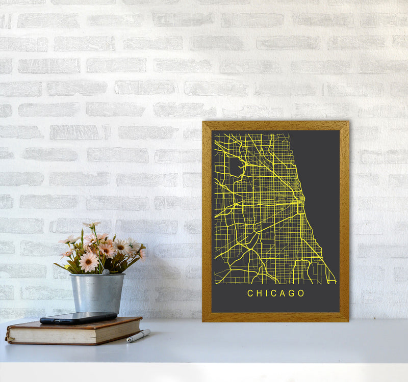 Chicago Map Neon Art Print by Pixy Paper A3 Print Only