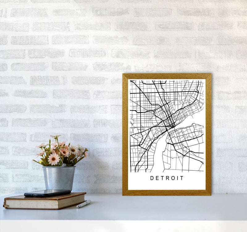 Detroit Map Art Print by Pixy Paper A3 Print Only