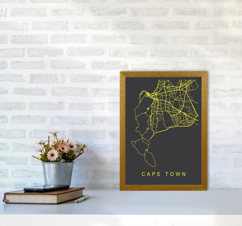 Cape Town Map Neon Art Print by Pixy Paper A3 Print Only