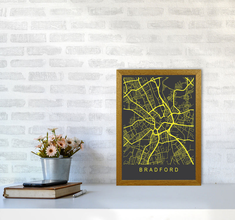 Bradford Map Neon Art Print by Pixy Paper A3 Print Only