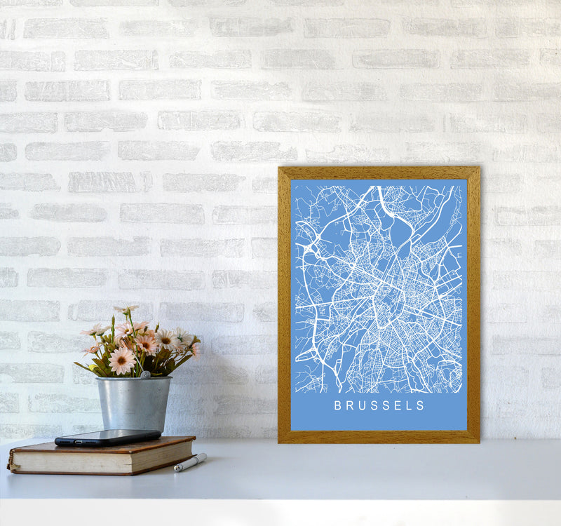 Brussels Map Blueprint Art Print by Pixy Paper A3 Print Only