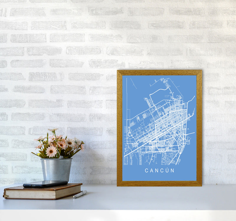 Cancun Map Blueprint Art Print by Pixy Paper A3 Print Only