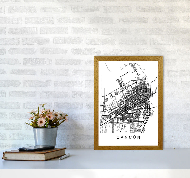 Cancun Map Art Print by Pixy Paper A3 Print Only