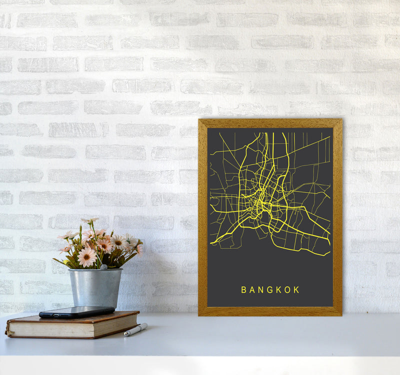 Bangkok Map Neon Art Print by Pixy Paper A3 Print Only