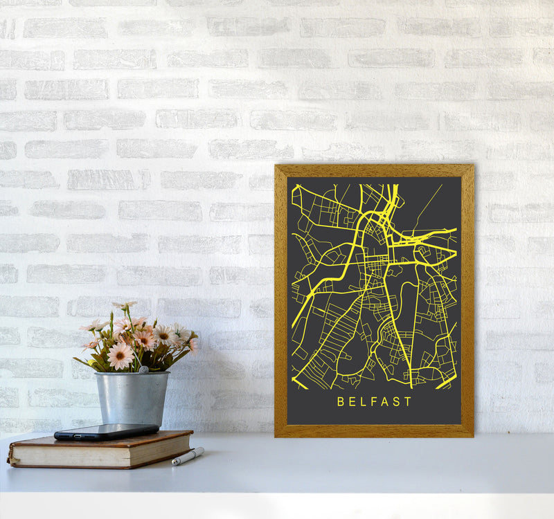 Belfast Map Neon Art Print by Pixy Paper A3 Print Only
