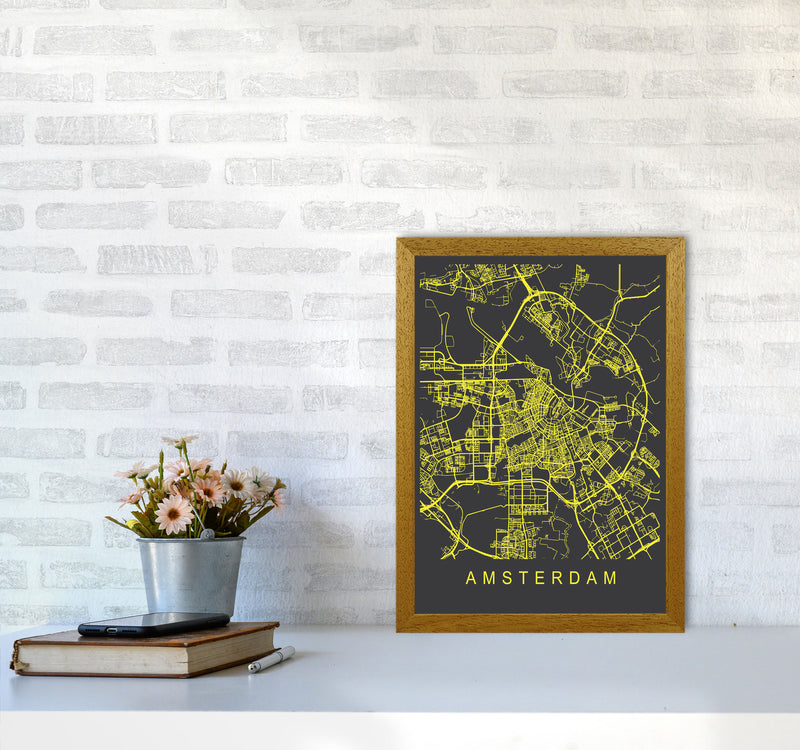 Amsterdam Map Neon Art Print by Pixy Paper A3 Print Only