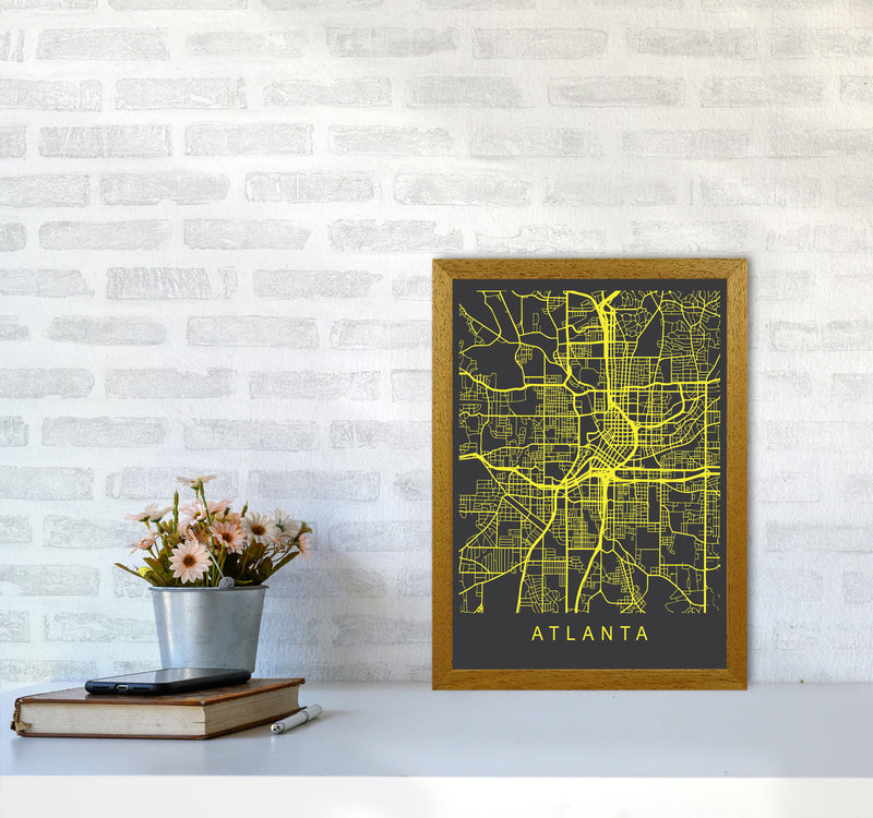 Atlanta Map Neon Art Print by Pixy Paper A3 Print Only