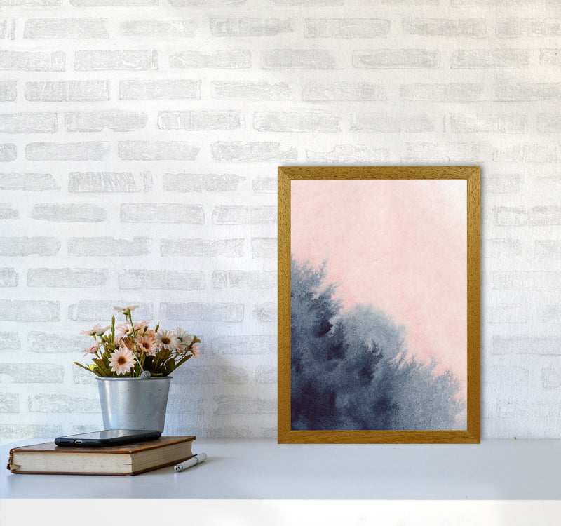 Sand Pink and Navy Watercolour 03 Art Print by Pixy Paper A3 Print Only