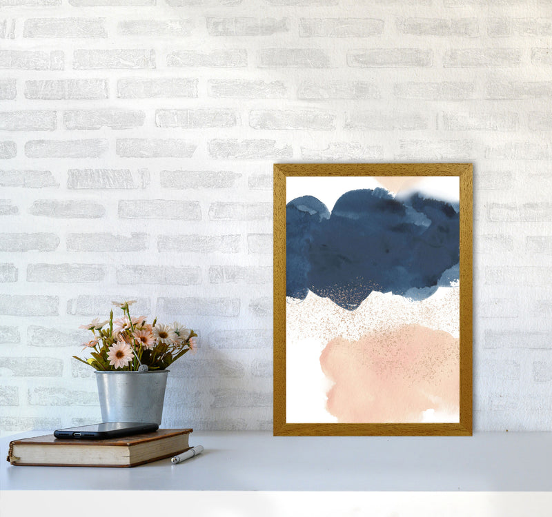 Aztec Blush and Navy Watercolour 03 Art Print by Pixy Paper A3 Print Only