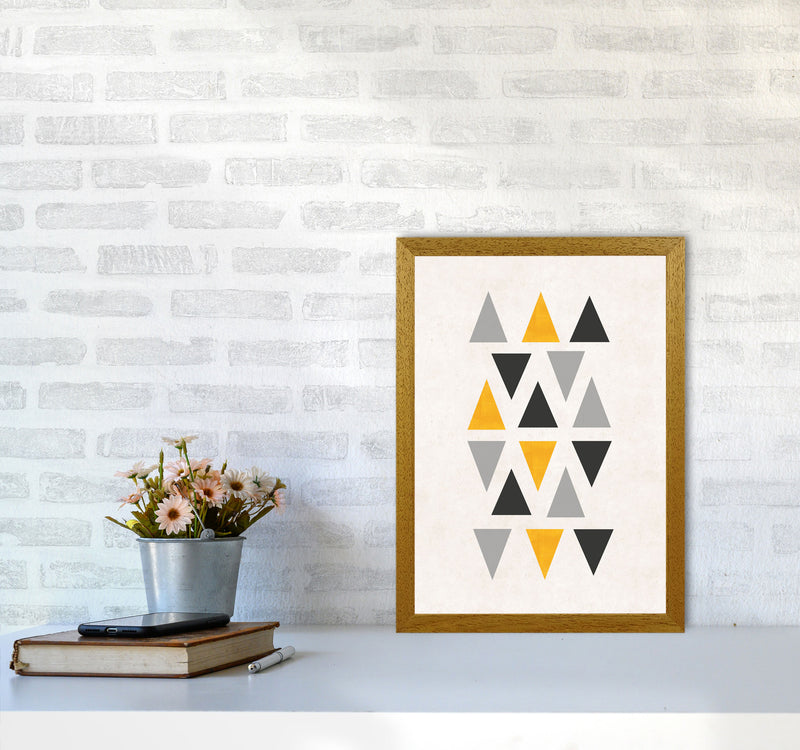 Small triangles mix mustard Art Print by Pixy Paper A3 Print Only