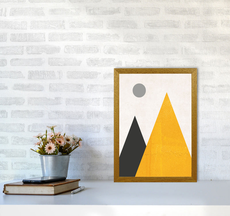 Mountains and moon mustard Art Print by Pixy Paper A3 Print Only