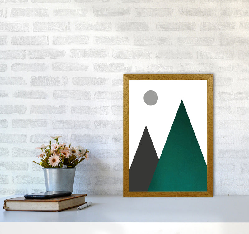 Mountains and moon emerald Art Print by Pixy Paper A3 Print Only
