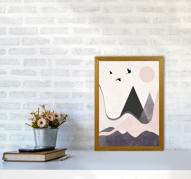 Hills and mountains pink cotton Art Print by Pixy Paper A3 Print Only