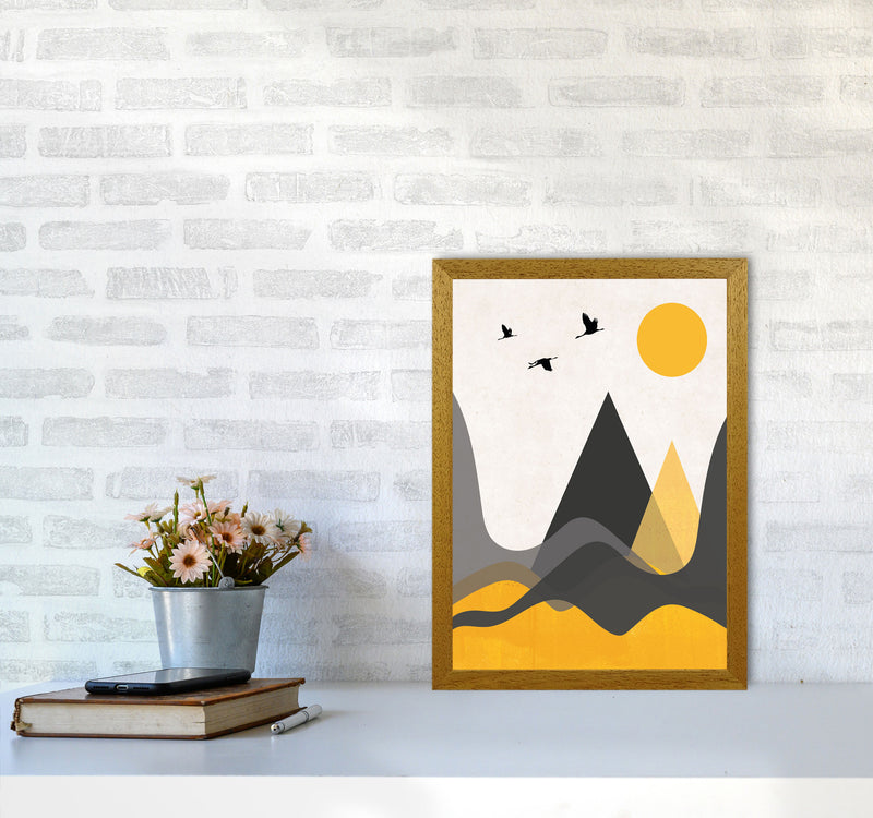 Hills and mountains mustard Art Print by Pixy Paper A3 Print Only