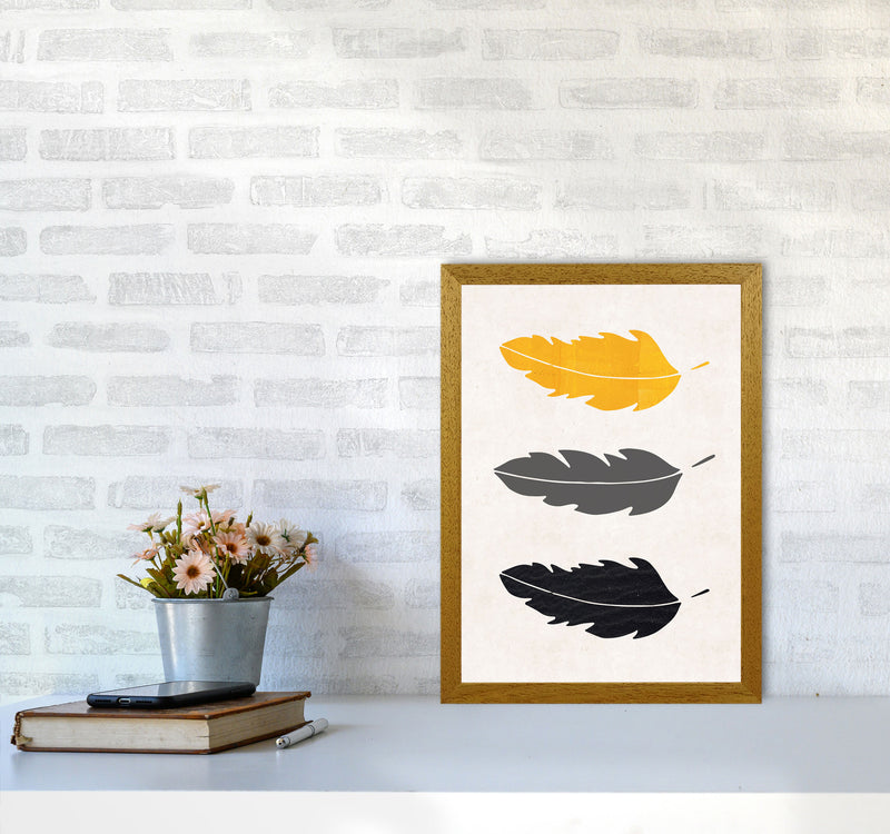 Feathers Mustard Art Print by Pixy Paper A3 Print Only