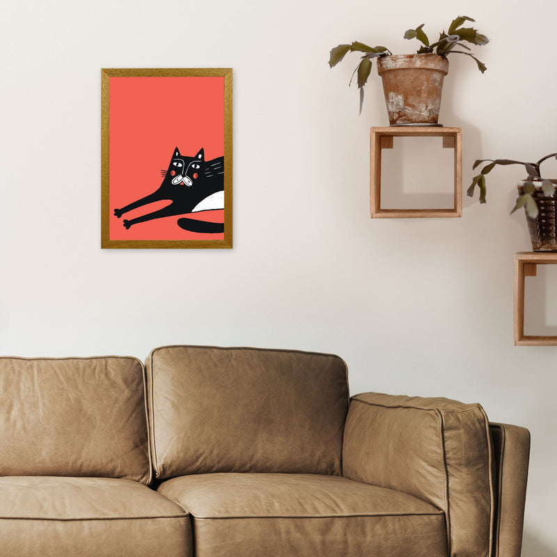 Cat Stretching Art Print by Pixy Paper A3 Print Only