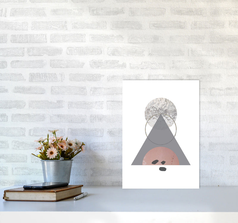 Peach, Sand And Glass Abstract Triangle Modern Print A3 Black Frame