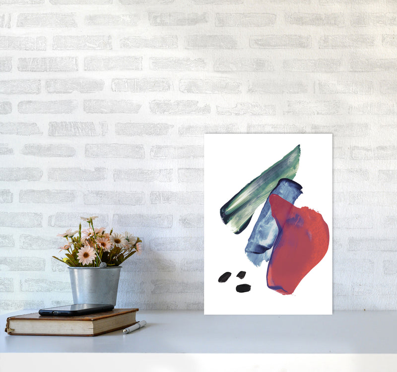 Red And Blue Mixed Watercolour Abstract Modern Print A3 Black Frame