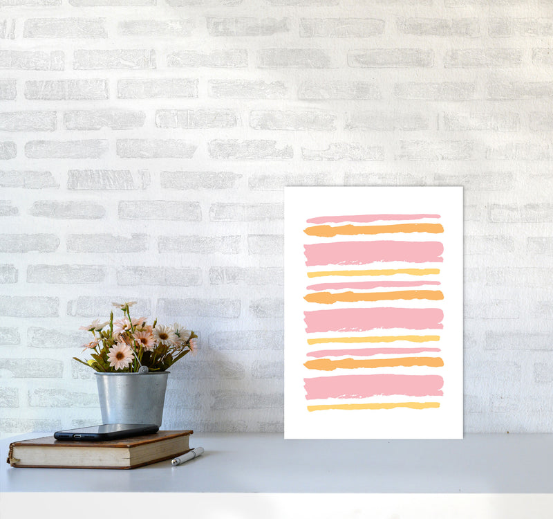 Pink Contrast Abstract Stripes Modern Print A3 Black Frame
