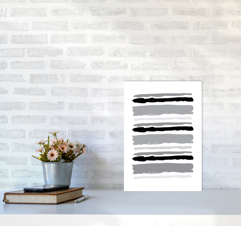 Black Contrast Abstract Stripes Modern Print A3 Black Frame