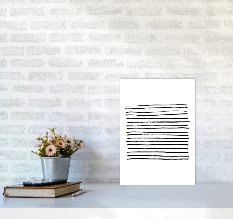 Black Zebra Lines Abstract Modern Print A3 Black Frame