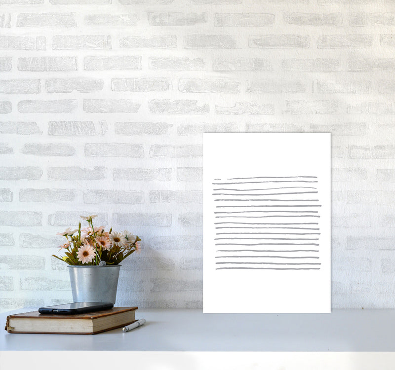 Grey Zebra Lines Abstract Modern Print A3 Black Frame