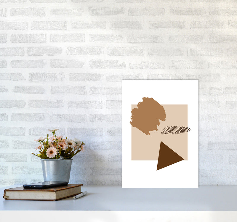 Taupe Square Mismatch Abstract Modern Print A3 Black Frame