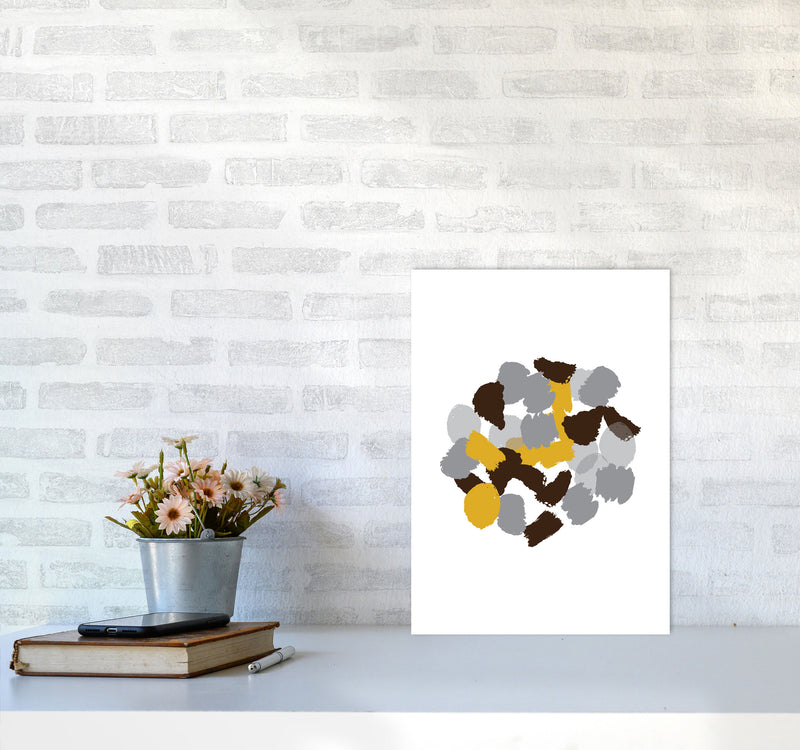 Mustard Abstract Paint Splodge Modern Print A3 Black Frame