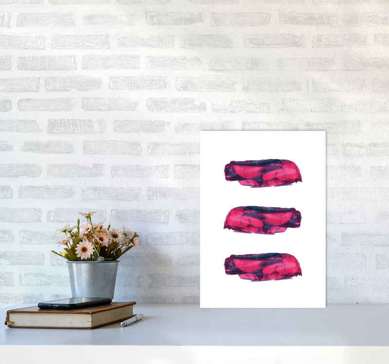 Pink And Purple Abstract Paint Strokes Modern Print A3 Black Frame