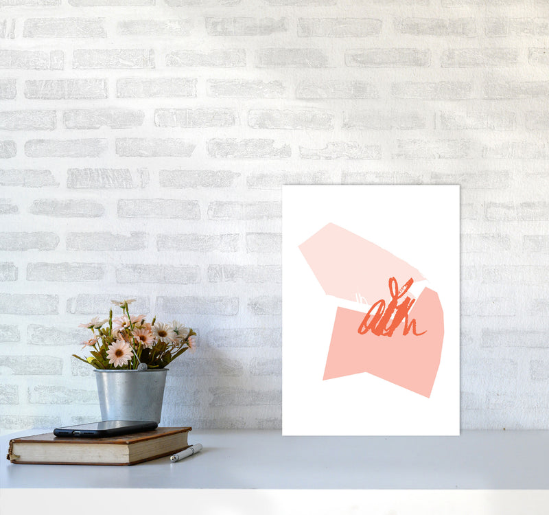 Pink And Coral Abstract Shapes Modern Print A3 Black Frame