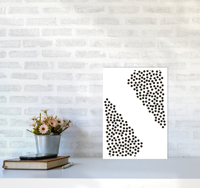 Black Corner Polka Dots Abstract Modern Print A3 Black Frame