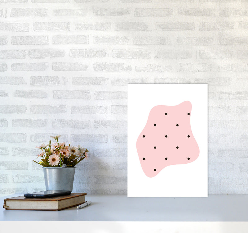 Abstract Pink Shape With Polka Dots Modern Print A3 Black Frame