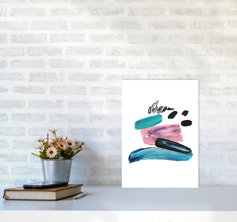 Pink And Teal Abstract Artboard Modern Print A3 Black Frame
