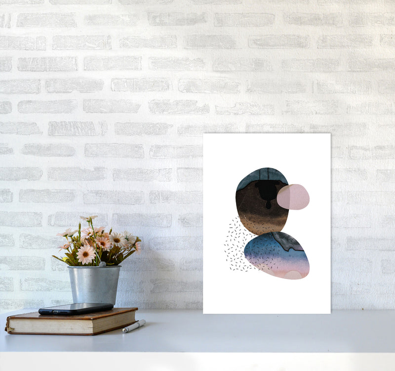 Pastel And Sand Abstract Shapes Modern Print A3 Black Frame