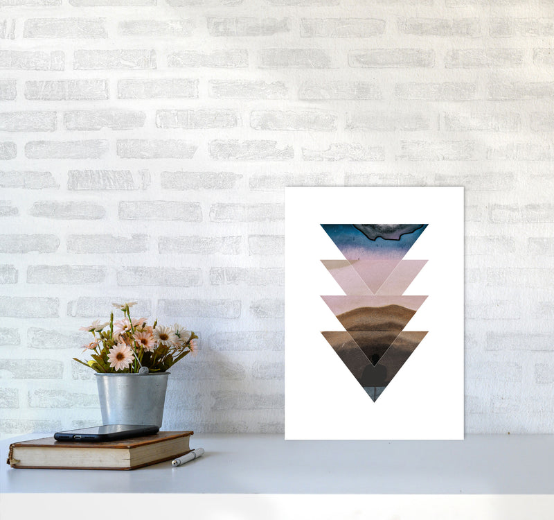 Pastel And Sand Abstract Triangles Modern Print A3 Black Frame
