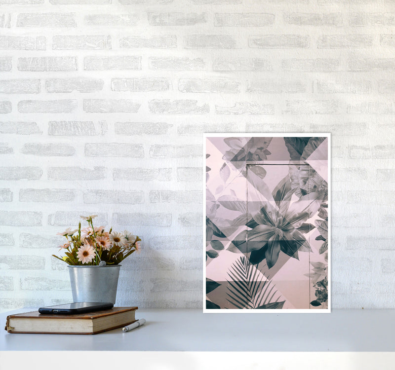 Abstract Retro Flower Pattern Modern Print A3 Black Frame