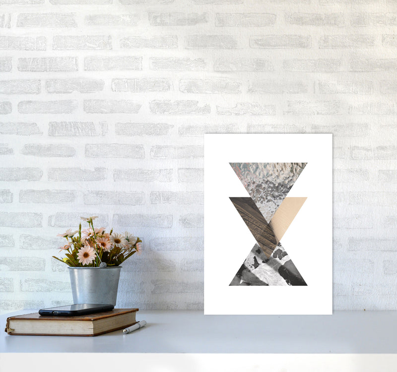 Sand, Glass And Shadow Abstract Triangles Modern Print A3 Black Frame
