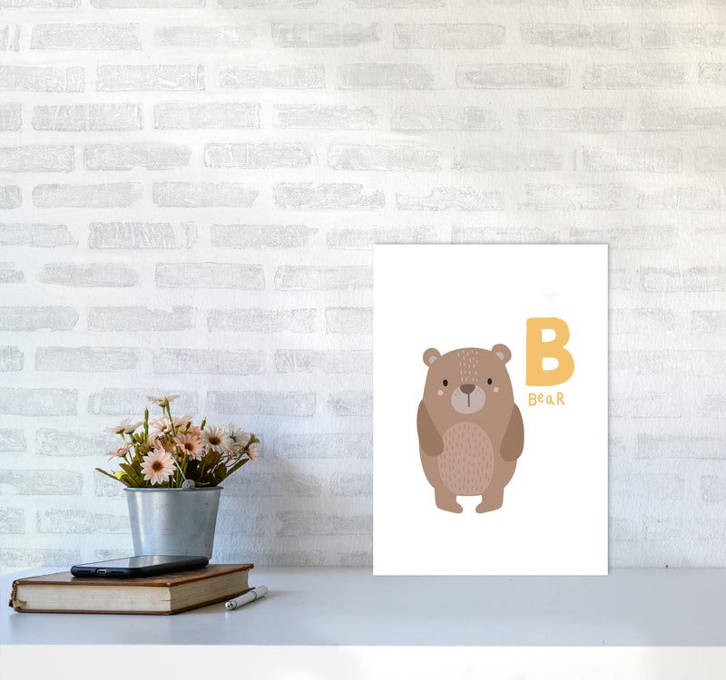 Alphabet Animals, B Is Forbear Framed Nursey Wall Art Print A3 Black Frame
