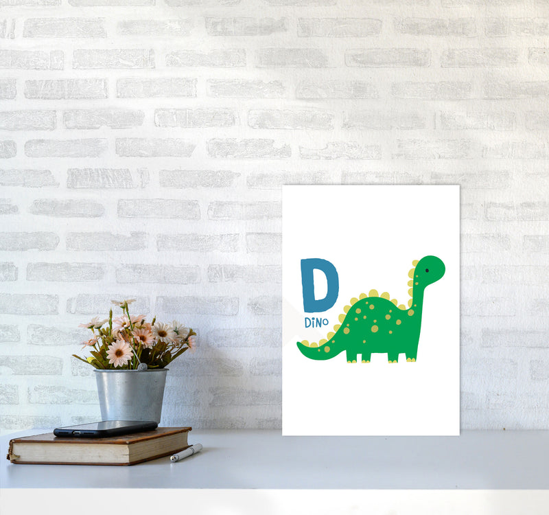 Alphabet Animals, D Is For Dino Framed Nursey Wall Art Print A3 Black Frame