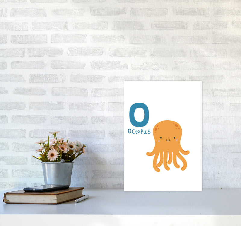 Alphabet Animals, O Is For Octopus Framed Nursey Wall Art Print A3 Black Frame